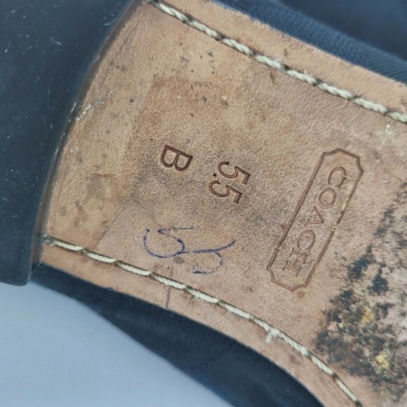 Coach Black Canvas Patent Jacquard Heeled Loafers Size 5.5B - Picture 11 of 11